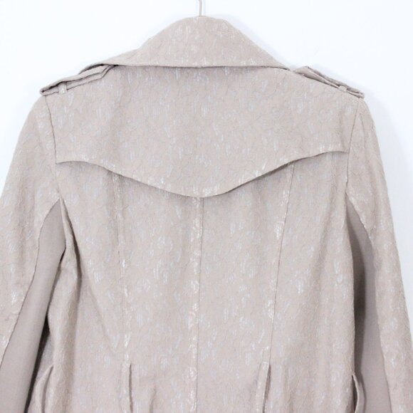 *BCBGeneration Women's Belted Lace Beige Trench Coat - Picture 10 of 11